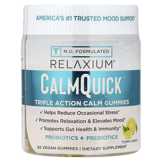 Relaxium, Gomas para Calma com Probióticos + Prebióticos, Delicioso Limão, 60 Gomas
