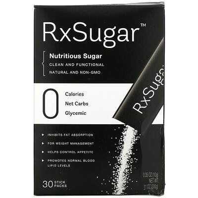 RxSugar Nutritious Sugar, 30 Stick Packs, 0.35 oz (10 g) Each