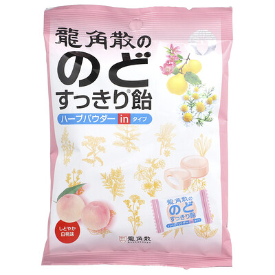 Ryukakusan  Throat Refreshing Herbal Drops  White Peach  22 Drops  2.8 oz (80 g)