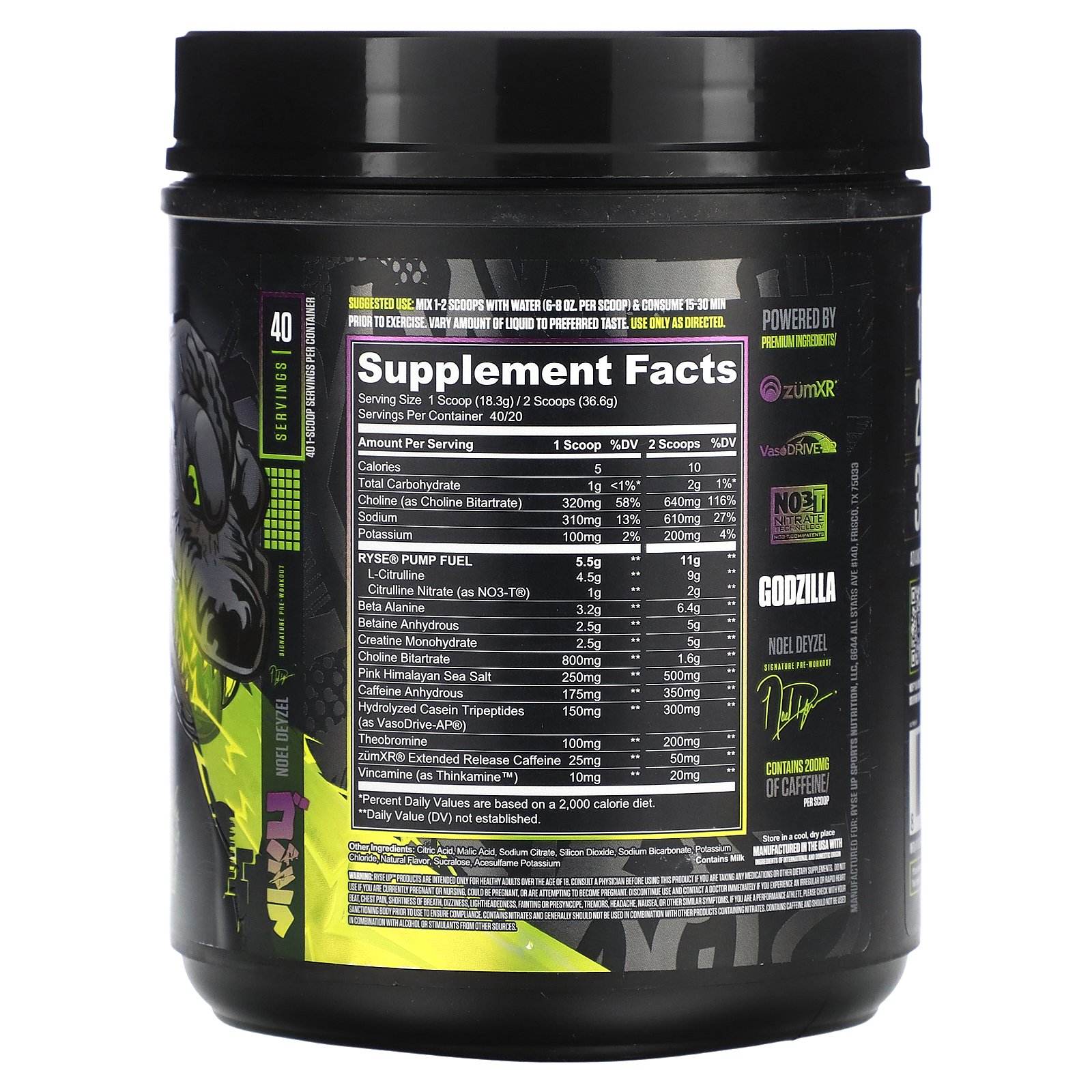 Ryse Supps, Godzilla, Pre-Workout, Blackberry Lemonade, 1.6 lbs (732 g)