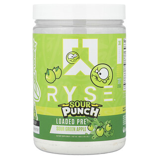 RYSE, Loaded Pre, Sour Punch® -hapan vihreä omena, 486 g