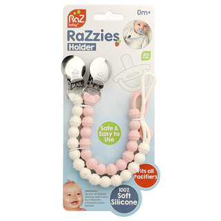 RaZbaby, RaZzies 奶嘴夾，0m+，粉色/米色，2 個奶嘴夾