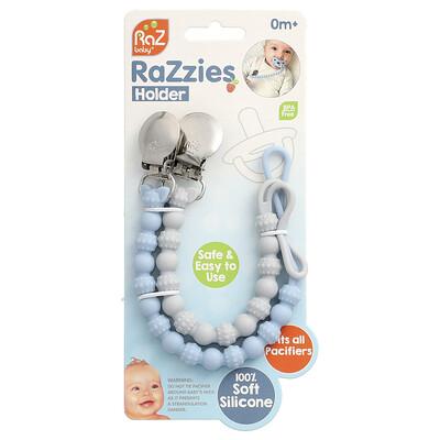 RaZbaby, RaZzies speenhouder, 0m+, blauw/grijs, 2 houders