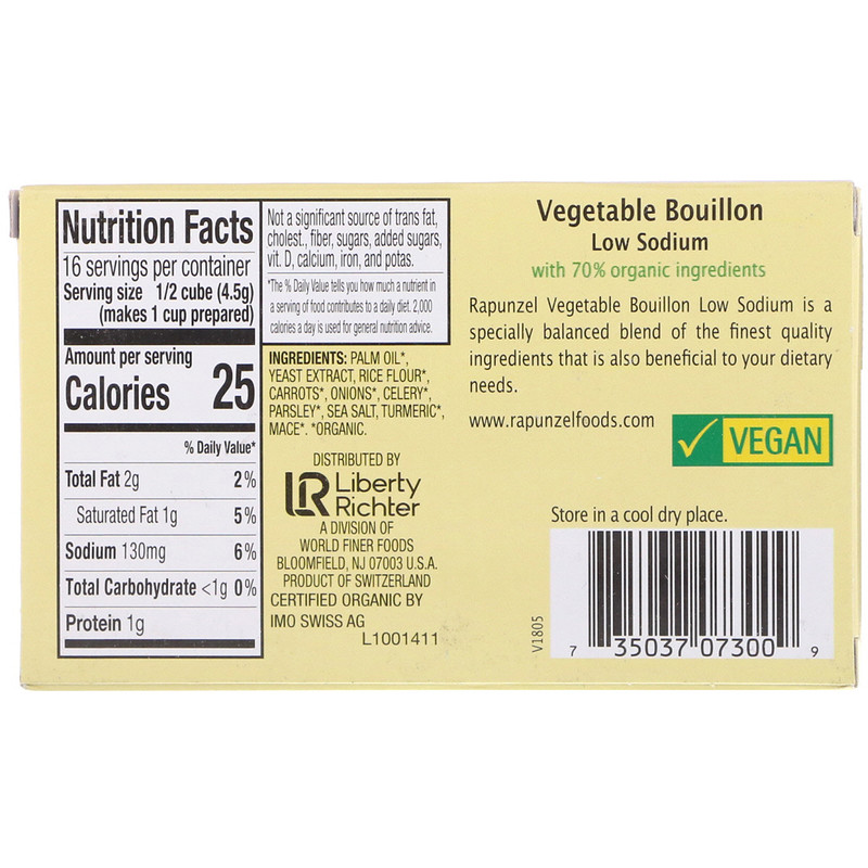 Rapunzel, Vegetable Bouillon, Low Sodium, 8 Cubes 2.5 oz (72 g) iHerb
