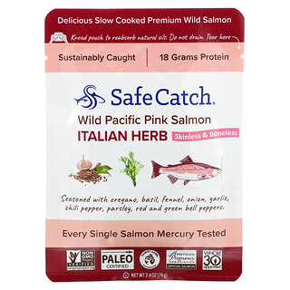 Safe Catch, 天然太平洋産ピンクサーモン、イタリアンハーブ、74g（2.6オンス）