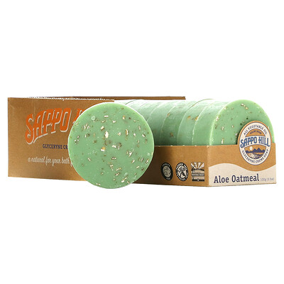 Sappo Hill Глицериновое мягкое мыло, Алое и толокно,12 штук по 3.5 унции (100 г)