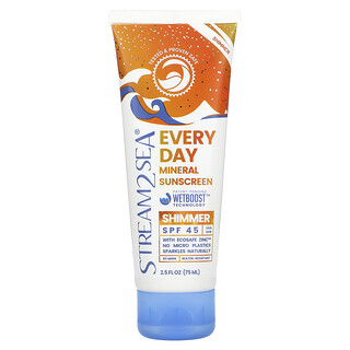 Stream2Sea, エブリデイ ミネラルサンスクリーン、シママー、SPF数値45、75ml（2.5液量オンス）
