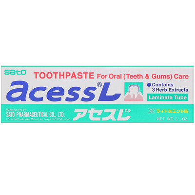Sato Acess L, зубная паста для ухода за ротовой полостью, 60 г