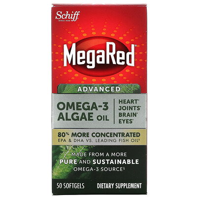 Schiff MegaRed Улучшенное масло из водорослей с омега-3 50 мягких таблеток