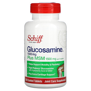 Schiff, Glucosamine Plus MSM, Glucosamin plus MSM, 500 mg, 150 überzogene Tabletten