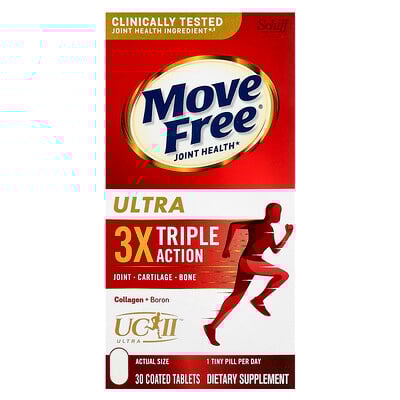 Schiff, Move Free, Suplemento para la salud de las articulaciones, Ultra, Triple acción, 30 comprimidos recubiertos