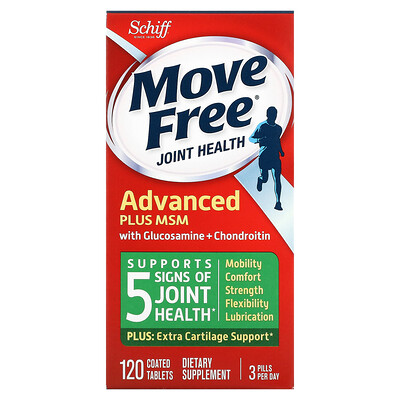 Schiff Move Free Advanced добавка для здоровья суставов с глюкозамином хондроитином и МСМ 120 таблеток покрытых оболочкой