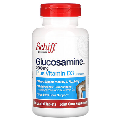 

Schiff Glucosamine HCl Plus Vitamin D3 1 000 mg 150 Coated Tablets