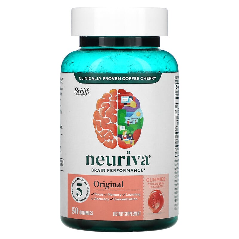 Schiff, Neuriva Brain Performance, Original, Strawberry, 50 Gummies