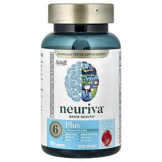 Schiff, Neuriva® Brain Health Gummies, Plus Vitamins B6 & B12, Strawberry, 50 Gummies