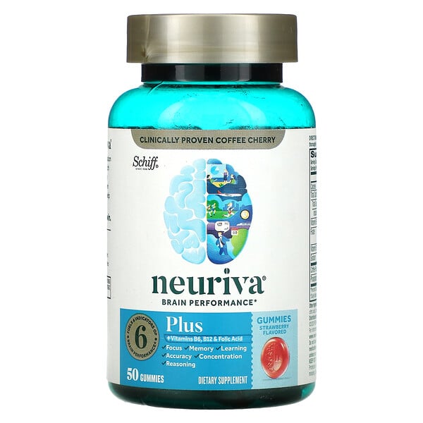 Schiff, Neuriva Brain Performance, Plus Vitamins B6, B12 and Folic Acid ...