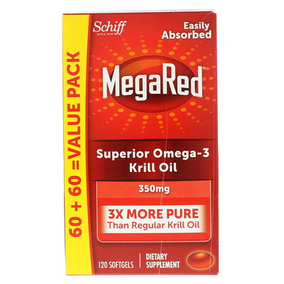 Schiff MegaRed, масло морского криля высшего качества с омега-3, 350 мг, 120 мягких таблеток