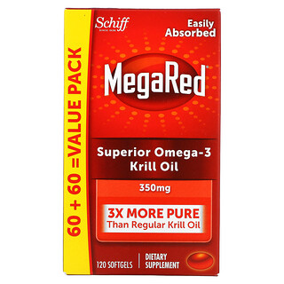 Schiff, MegaRed, масло морского криля высшего качества с омега-3, 350 мг, 120 мягких таблеток