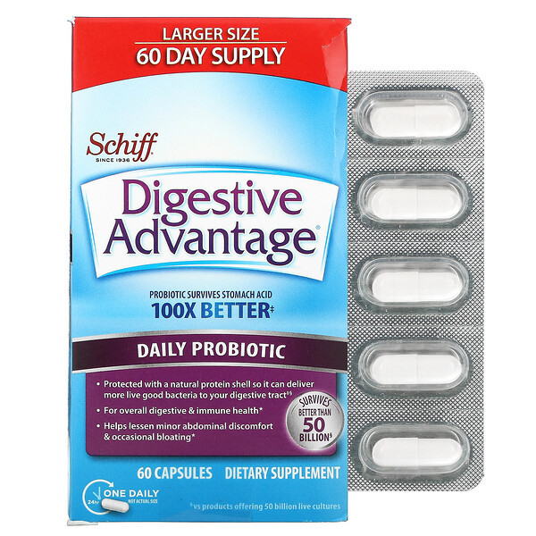 Schiff, Digestive Advantage, Daily Probiotic, 60 Capsules iHerb