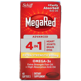 Schiff, MegaRed, улучшенные омега-3 кислоты 4 в 1, повышенная сила действия, 900 мг, 40 мягких таблеток