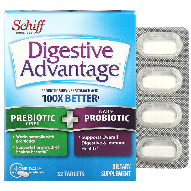 Schiff, Digestive Advantage, Prebiotic Fiber + Daily Probiotic, 32