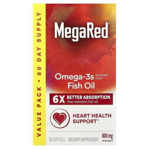 Schiff, MegaRed, Omega-3-Fischöl, Vanille, 800 mg, 80 Weichkapseln
