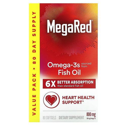 Schiff MegaRed, Omega-3s Fish Oil, Vanilla, 800 mg, 80 Softgels