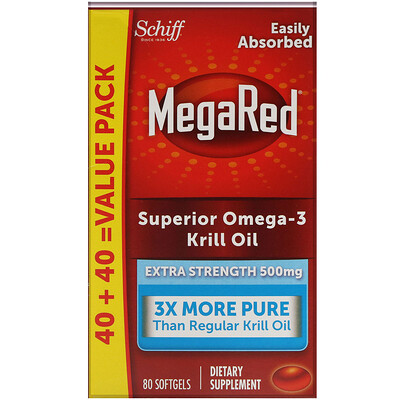 Schiff MegaRed, Superior Omega-3 Krill Oil, 500 mg, 80 Softgels