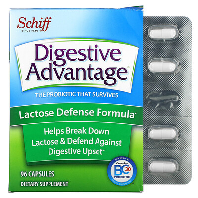 Schiff Digestive Advantage формула защиты от лактозы 96 капсул
