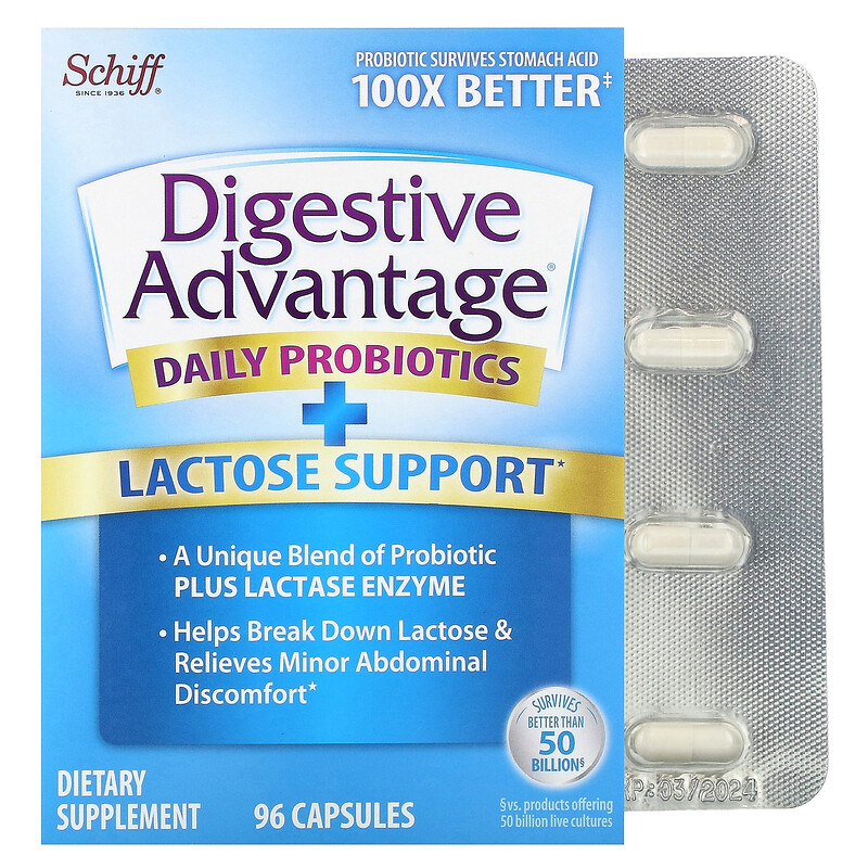 Schiff, Digestive Advantage, Daily Probiotics + Lactose Support, 96