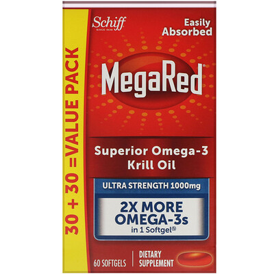 Schiff, MegaRed, Superior Omega-3 Krill Oil, 1,000 mg, 60 Softgels
