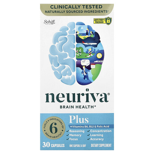 Schiff Neuriva® Brain Health, Plus Vitamins B6, B12 & Folic Acid, 30 Capsules