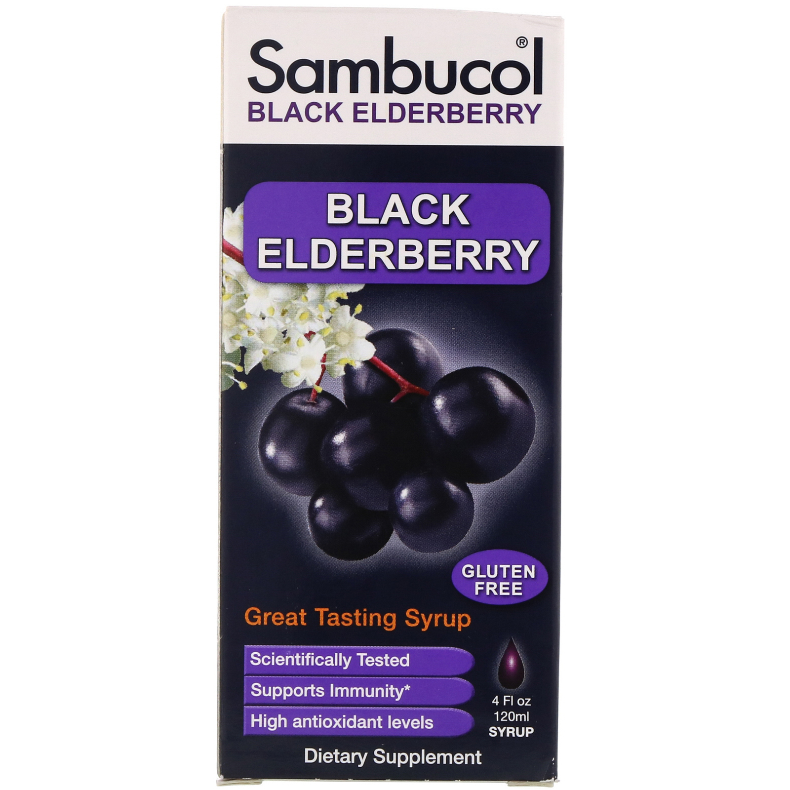 Sambucol, 黑 接骨木果 ，有機配方，4液量盎司（120毫升）