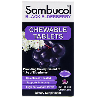 Sambucol, Черная бузина, Оригинальная формула, 30 жевательных таблеток