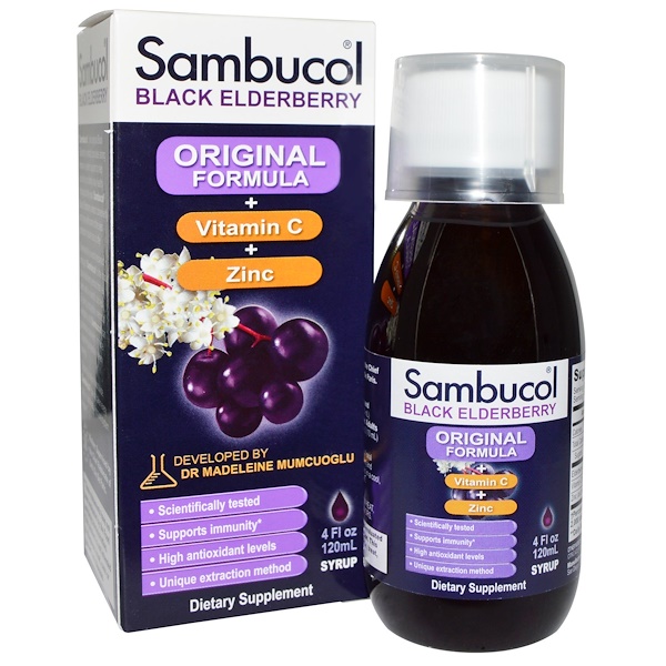 Sambucol, Черная бузина, Оригинальная формула, Витамин С + Цинк, 4 жидкие унции (120 мл) (Discontinued Item)