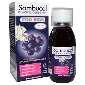 Sambucol, Чёрная бузина, Поддержка иммунной системы, для детей, сироп, 4 ж. унции (120 мл)