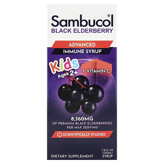 Sambucol, Kids, Black Elderberry, Advanced Immune Syrup, Ages 2+, 8,360 mg, 7.8 fl oz (230 ml)