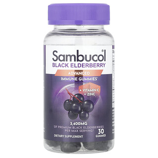 Sambucol, Sabugueiro Preto com Vitamina C e Zinco, 30 Gomas