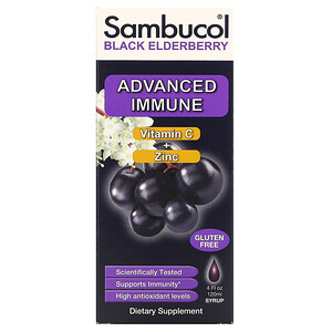 Отзывы о Самбукол, Black Elderberry Syrup, Advanced Immune, Vitamin C + Zinc, Natural Berry, 4 fl oz (120 ml)