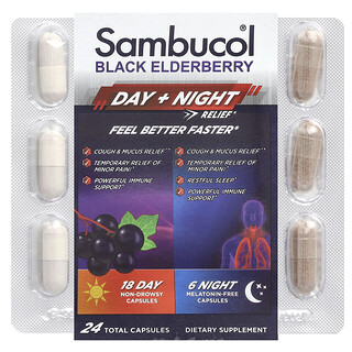 Sambucol, Black Elderberry, Day + Night Relief , 24 Capsules