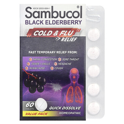 Sambucol  Black Elderberry  Cold & Flu Relief  60 Tablets