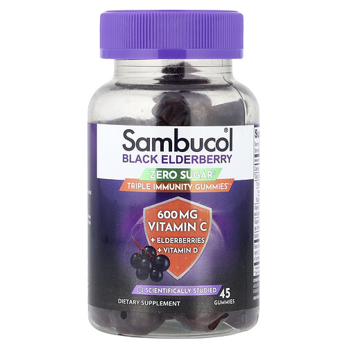 Sambucol Black Elderberry, Zero Sugar, Triple Immunity Gummies , 45 Gummies