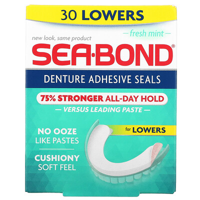 Купить SeaBond Адгезивные пломбы для зубных протезов, со вкусом свежей мяты, 30 мл
