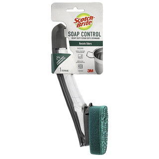 Scotch-Brite, Soap Control，Heavy Duty Scrub Dots 帶皂液器洗碗刷，1 把