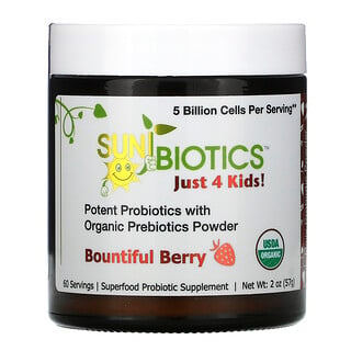 Sunbiotics, Just 4 Kids! 優效益生菌，含有機益生元粉，漿果味，50 億 CFU，2 盎司（57 克）