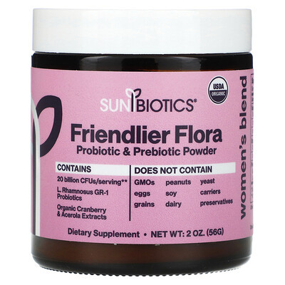 Sunbiotics  Friendlier Flora  Women's Blend  Probiotic & Prebiotic Powder  2 oz (56 g)