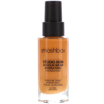 Smashbox Studio Skin 24 Hour Wear Hydrating Foundation, 4.0 Medium Dark with Warm Peach Undertone, 1 fl oz (30 ml)