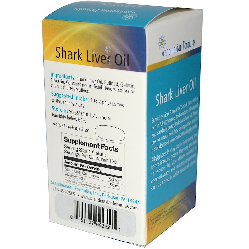 Scandinavian Formulas, Shark Liver Oil, 250 mg, 120 GelCaps iHerb