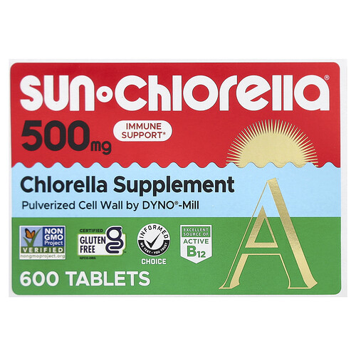 Sun Chlorella Chlorella Supplement, 500 mg, 600 Tablets