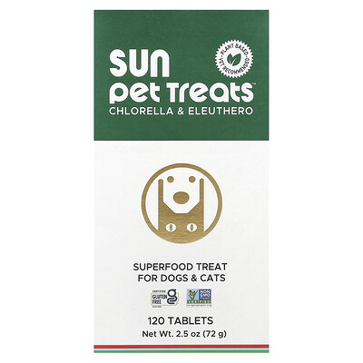 Product Image for Sun Chlorella, Sun Pet Treats , Chlorella & Eleuthero, For Dogs & Cats, 120 Tablets